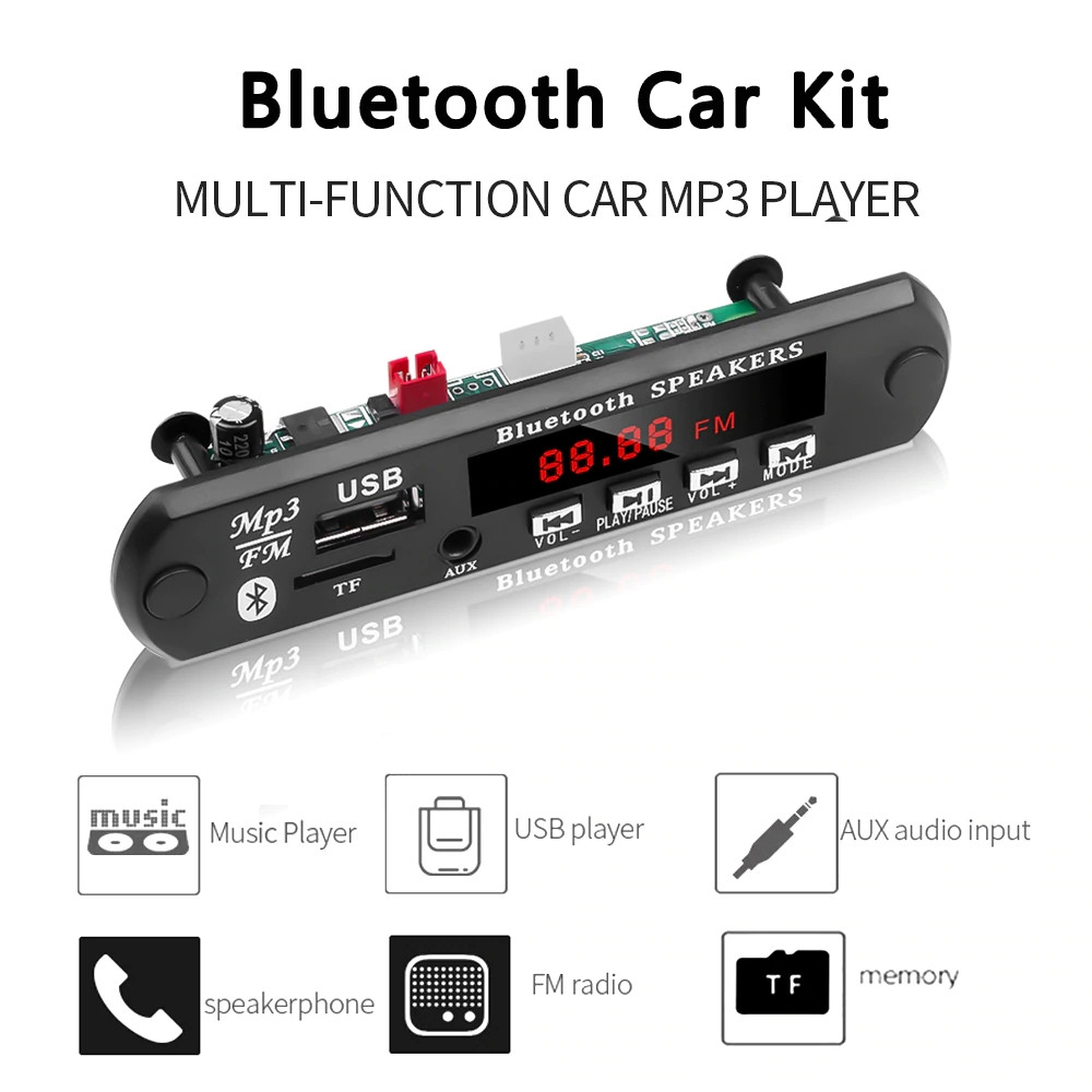 Mp3 модуль з bluetooth 3.0, FM радіо, USB, microSD, функція запису, модель JX-016BT