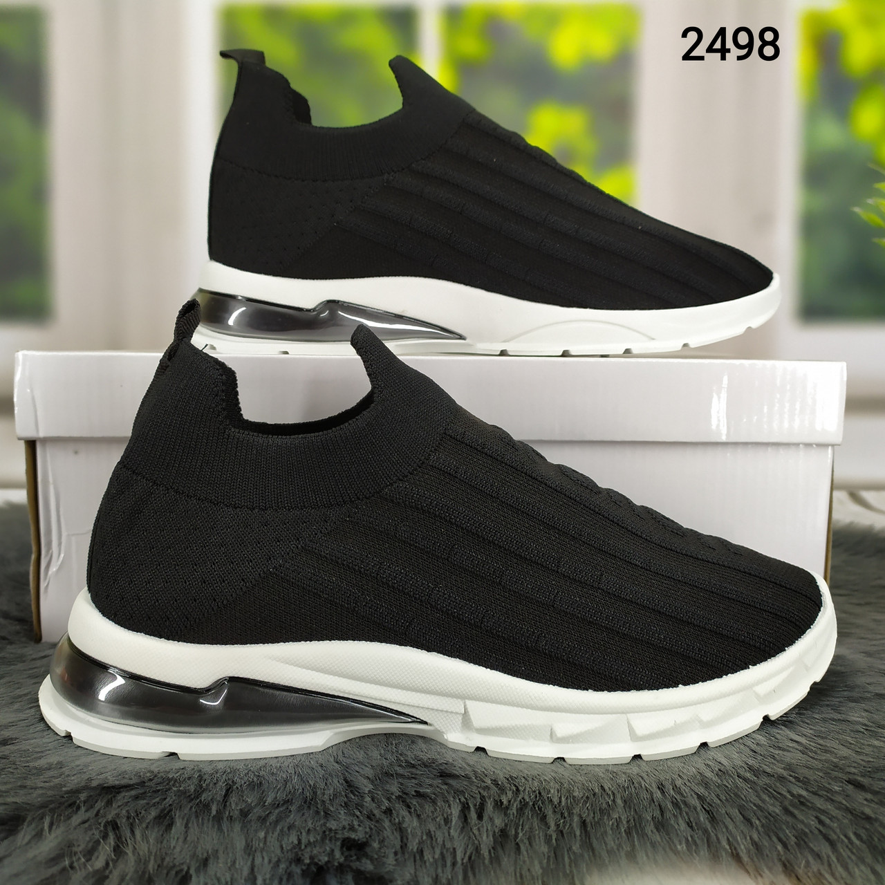 Жіночі кросівки текстильні чорні з об'ємним написом, фото 1