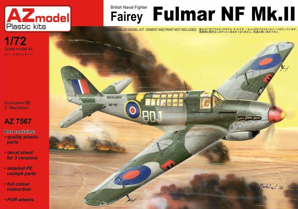 Пластикова модель 1/72 AZ model 7567 британський винищувач Fairey Fulmar NF Mk. II (ex Vista), PUR, etch