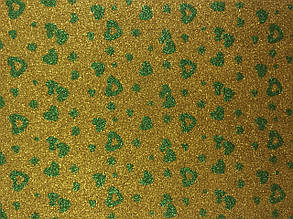 Фоаміран з глітером (блискучий)лист 2мм (20х30см) візерунок золотий/зелений