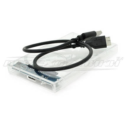 Зовнішня кишеня для HDD 2.5" SATA USB 3.0 (прозорий корпус), фото 1