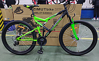 Спортивный горный двухподвесный велосипед AZIMUT SCORPION колеса 24д FRD диск.тормоза и амортизатор / зеленый