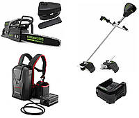 Комплект аккумуляторных инструментов GreenWorks 82 V : цепная пила, электрокоса, АКБ 12,5 Ач 82 В(рюкзак) и ЗУ