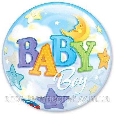 Куля фольгована кругла BABY BOY в індивідуальному пакованні 45 см, фото 1