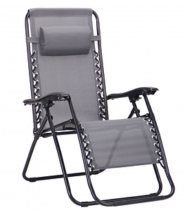 Садовий складной шезлонг крісло лежак розкладачка на пляж на ніжках до 120 кг сірий ZERO GRAVITY XXL