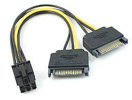 Кабель живлення для відеокарт ATX 6pin - 2 x SATA 15pin 20 см
