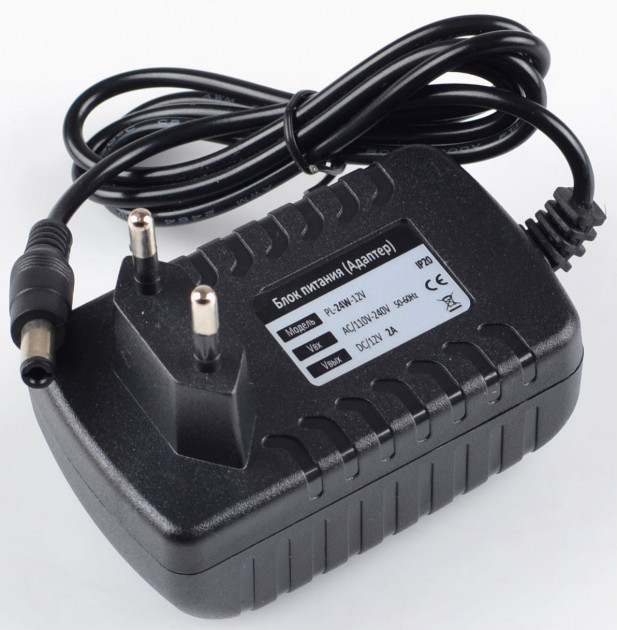 Блок живлення імпульсний 12v 24Вт 2А IP20 штекер 5.5/2.5 0.9 м для роутера модема
