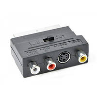 Перехідник SCART 3 RCA S-VIDEO композитний мультимедійний двонаправлений аудіо-відео адаптер