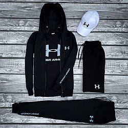 Спортивний костюм чоловічий under armour чорно-білий кофта штани андер армор весняний осінній