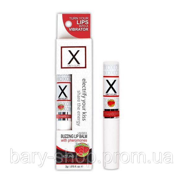 Стимулюючий бальзам для губ унісекс Sensuva - X on the Lips Strawberry з феромонами, полуниця  (AS)