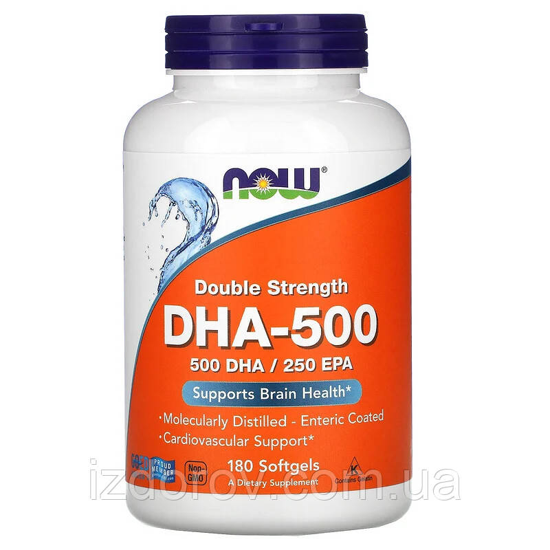 Омега-3 ДГК-500/ЕПК-250 Now Foods DHA-500 180 капсул