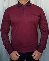Рубашка мужская бордовый цвет из хлопка с длинным рукавом.