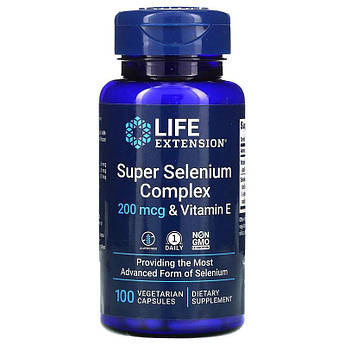 Селен 200 мкг з вітаміном Е Life Extension Super Selenium Complex 100 вегетаріанських капсул