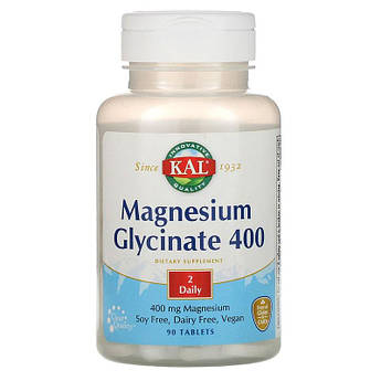 KAL, Глицинат магнію 400 мг для нервової системи, Magnesium Glycinate, 90 таблеток