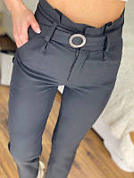Женские классические брюки с поясом Черные