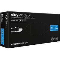 Перчатки нитриловые Mercator Nitrylex BLACK неопудренные, размер M, 100 шт