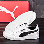 Чоловічі кросівки з натуральної шкіри білі Puma Ferrari літні легкі шкіряні кросівки, фото 10