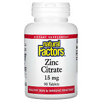 Цинк цитрат 15 мг Natural Factors Zinc Citrate здоровья кожи и иммунитета 90 таблеток