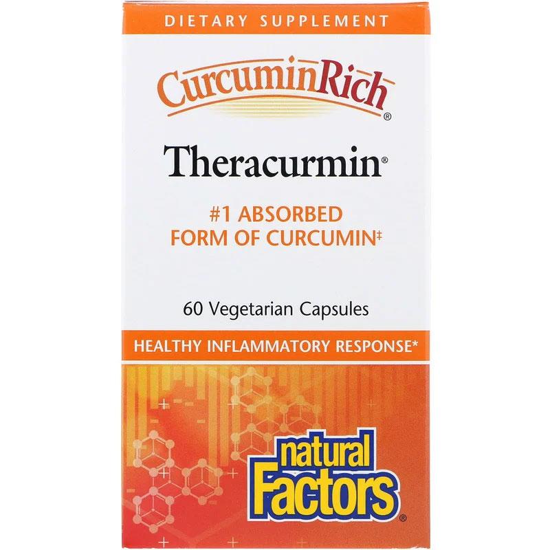 Теракурмін біодоступний куркумін Natural Factors CurcuminRich Theracurmin Curcumin куркума екстракт 60 капсул, фото 1