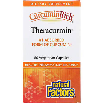 Теракурмін біодоступний куркумін Natural Factors CurcuminRich Theracurmin Curcumin куркума екстракт 60 капсул
