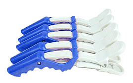 Затискачі для волосся крокодил заколка для перукаря крокодильчик пластик 11 см CROC 17 упаковка 5 шт блакитний