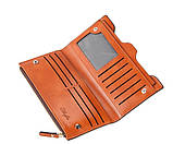 Жіночий клатч гаманець на блискавці і кнопках коричневий, фото 2