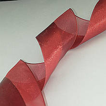 Стрічка комбінована атлас + капрон 40 мм бордовий 50 ярдів