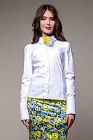 Сорочка жіноча офісна біла базова коттонова Modna KAZKA Меліана MKSH1838-3