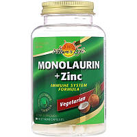 Nature's Life, Монолаурин и цинк, Monolaurin + Zinc, 90 вегетарианских капсул