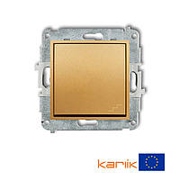 Выключатель проходной 1-клавишный Karlik MINI 29MWP-3 золотой внутренний 10А 250В (лестничный без рамки)