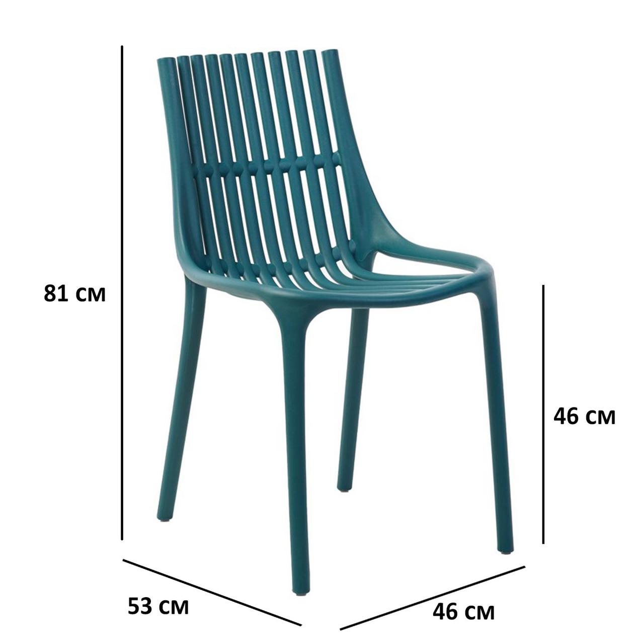 Садові стільці з литого пластика P-06 сині без підлокітників штабельовані