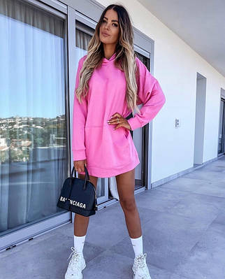 Жіноча сукня-худі до середини стегна з двонитки