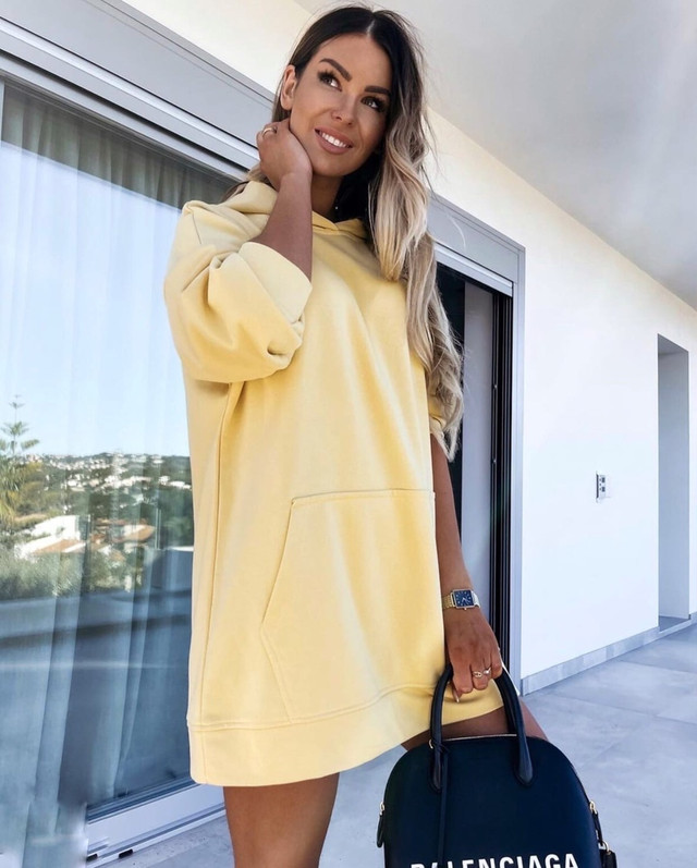 Стильное теплое женское платье в спортивном стфЖенское платье-толстовка до середины бедра весеннее из двунитки 13 цветовиле