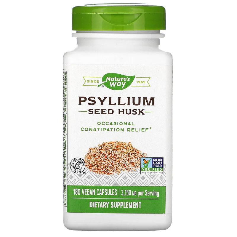 Nature's Way, Псиллиум в капсулах (лушпиння насіння подорожника), Psyllium Husk, 525 мг, 180 рослинних капсул