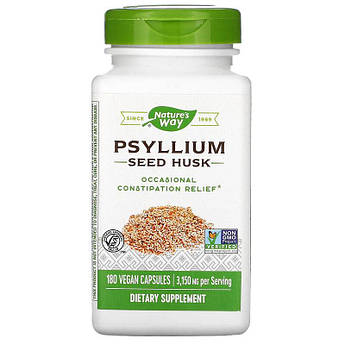 Nature's Way, Псиллиум в капсулах (лушпиння насіння подорожника), Psyllium Husk, 525 мг, 180 рослинних капсул