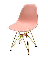 Стул Nik GD-ML розовый 64 на золотых металлических ножках, дизайн Eames DSR Eiffel Gold Leg