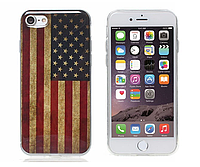 Силиконовый глянцевый чехол с блёстками для iPhone 7, 8 Флаг Америка