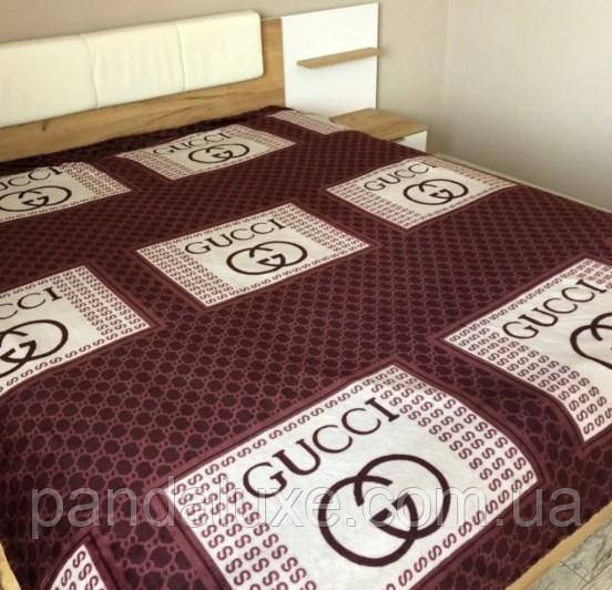 М'який теплий плед покривало велсофт (мікрофібра) полуторний Gucci Гуччі 160х220 на диван, ліжко, фото 1