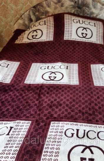 М'який теплий плед покривало велсофт (мікрофібра) полуторний Gucci Гуччі 160х220 на диван, ліжко, фото 4