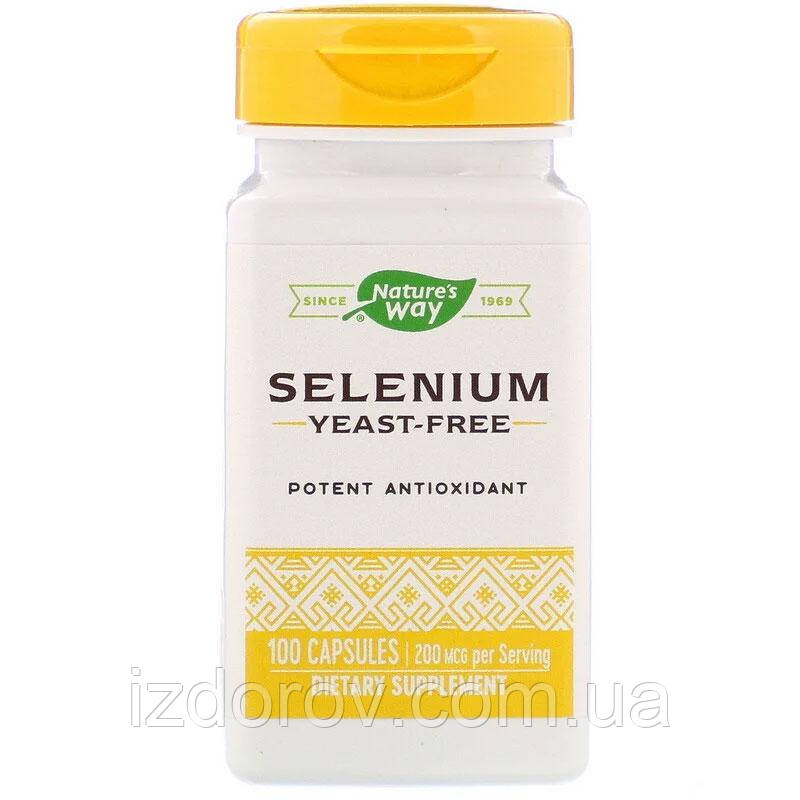 Селен 200 мкг Nature's Way L-селенометіонін потужний антиоксидант без дріжджів 100 капсул