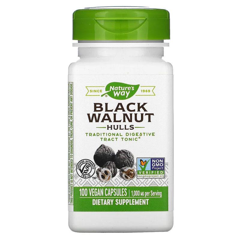 Шкарлупа чорного горіха 500 мг Nature's Way Black Walnut Hulls 100 веганських капсул