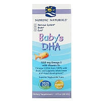 Омега-3 ДГК та вітамін Д3 для дітей Nordic Naturals Baby's DHA у рідкій формі 60 мл
