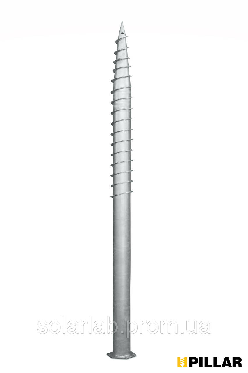 Геошуруп оцинкований PILLAR (паля гвинтова многовитковая) діаметром 89мм, довжиною 3 метри