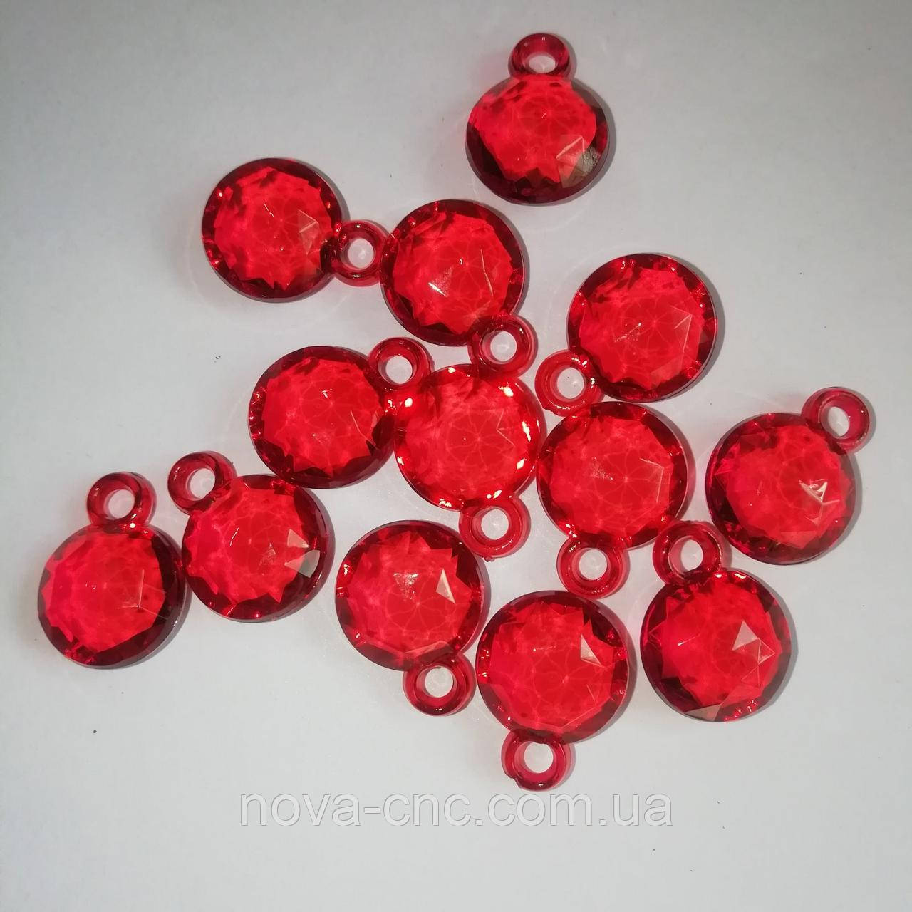 Підвіски круглі з вушком Колір червоний 17 х 12 мм акрил 500 грам