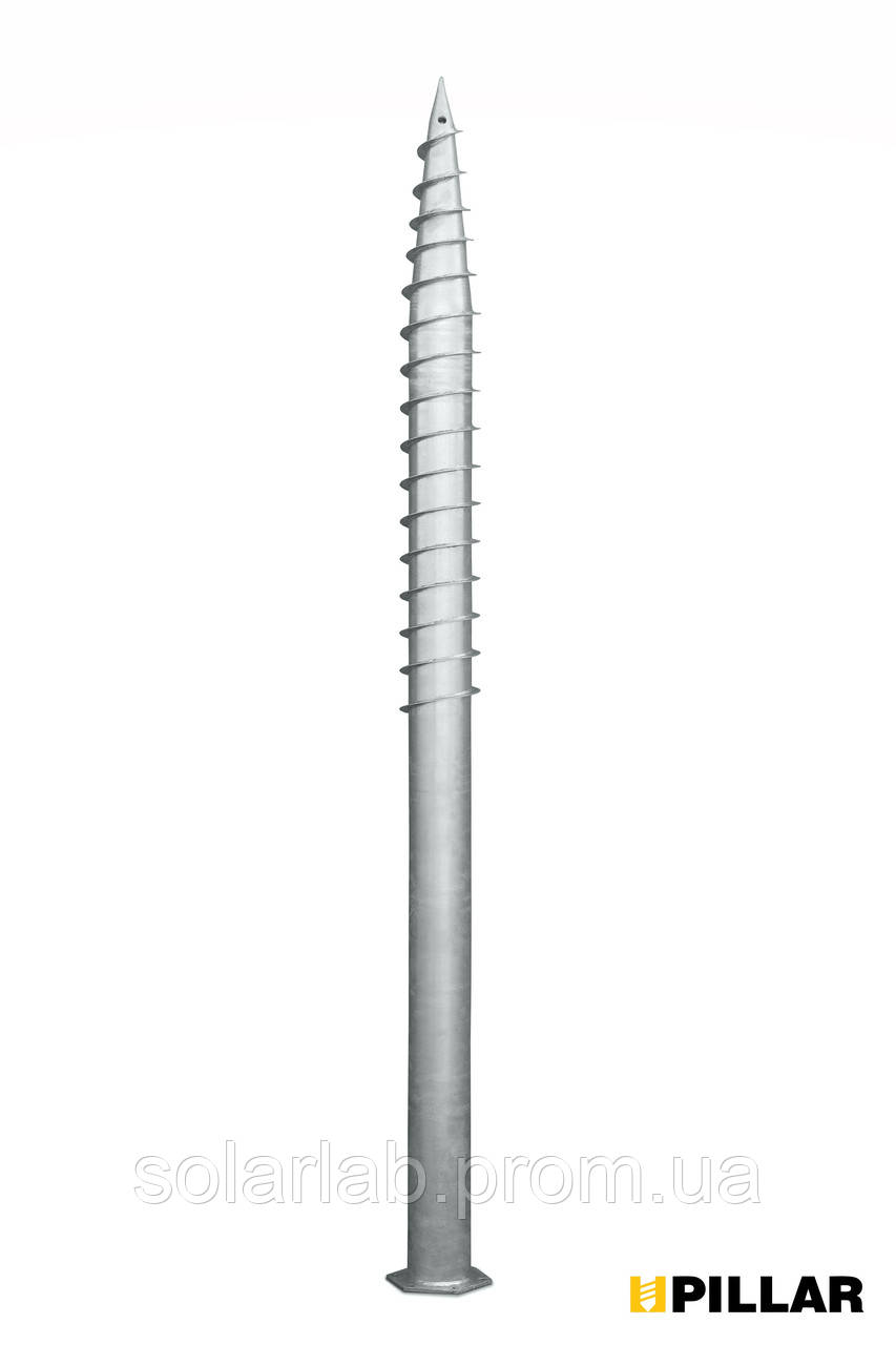 Геошуруп оцинкований PILLAR (паля гвинтова многовитковая) діаметром 108 мм, довжиною 2,5 метра