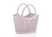 Сумка пластикова пляжна плетена, сумка для покупок 5,5 л рожева Sakarya Plastik 8416