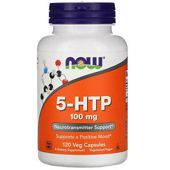 5-HTP 100 мг Now Foods 5-гідрокситриптофан покращує сон і знімає стрес 120 рослинних капсул