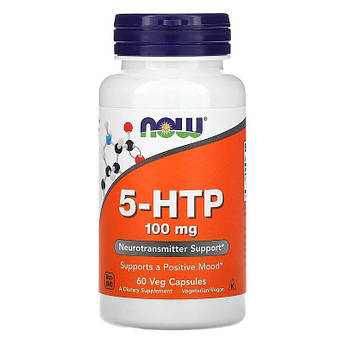 5-HTP 100 мг Now Foods 5-гідрокситриптофан при безсонні супресант апетиту антидепресант 60 капсул