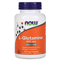 L-глютамін 500 мг Now Foods L-Glutamine амінокислота для зміцнення імунітету 120 рослинних капсул