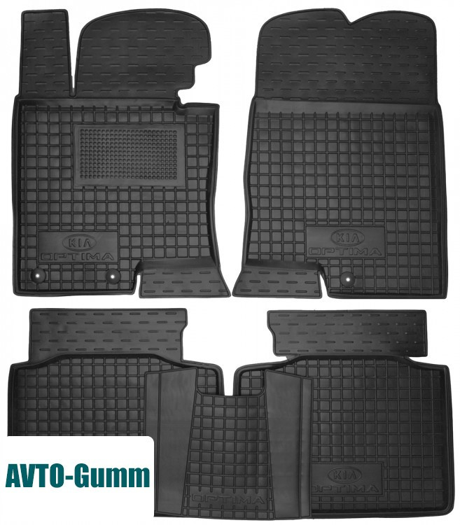 Килимки в салон для Kia Optima 2010 - 2015 гумові, чорні (AVTO-Gumm)